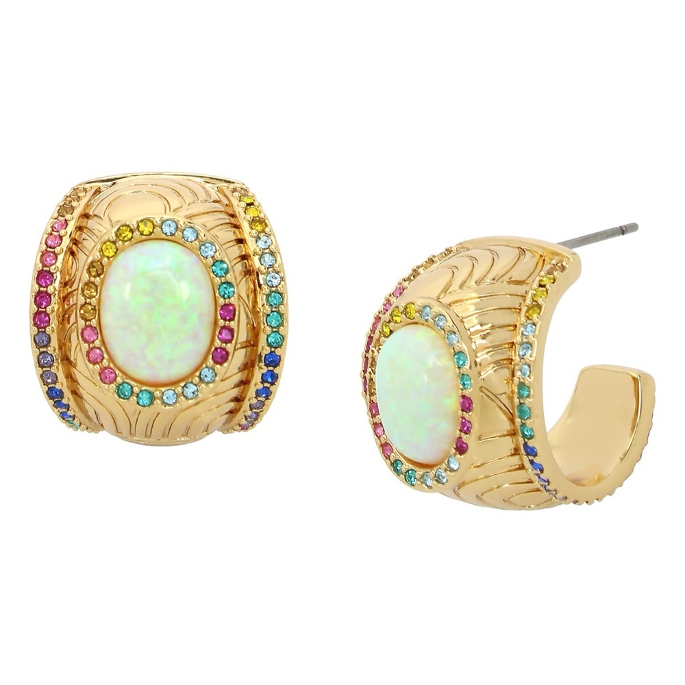 Kurt Geiger Gold and Multicolor Crystal Hoop Earrings